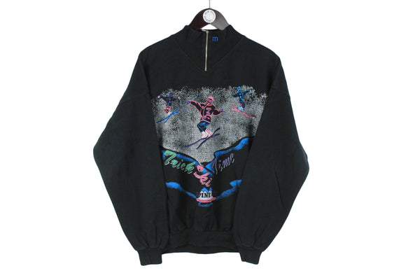 Vintage Maser Sweatshirt Medium size men's multicolor acid logo sport jumper authentic athletic cotton wear 90's 80's streetwear long sleeve 1/4 zip ski snowboard extreme mountain