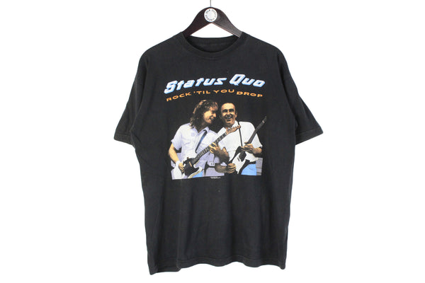 Vintage Status Quo 1991/92 Tour T-Shirt XLarge size men's oversize tee classic basic black top music band 90's merch retro short sleeve big logo rock band