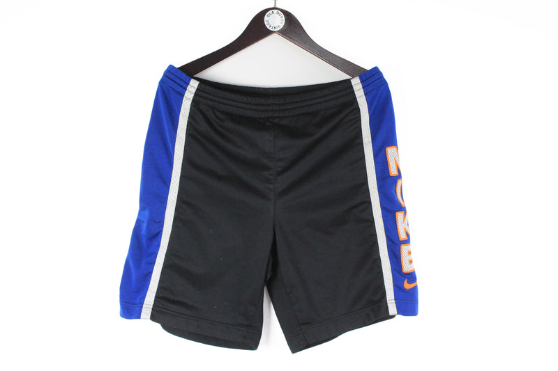 Vintage Nike Shorts Medium black blue big logo 90s sport basketball shorts