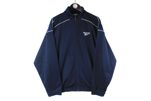 Vintage Reebok Tracksuit Medium classic navy blue big logo 90s retro style sport suit jacket and track pants