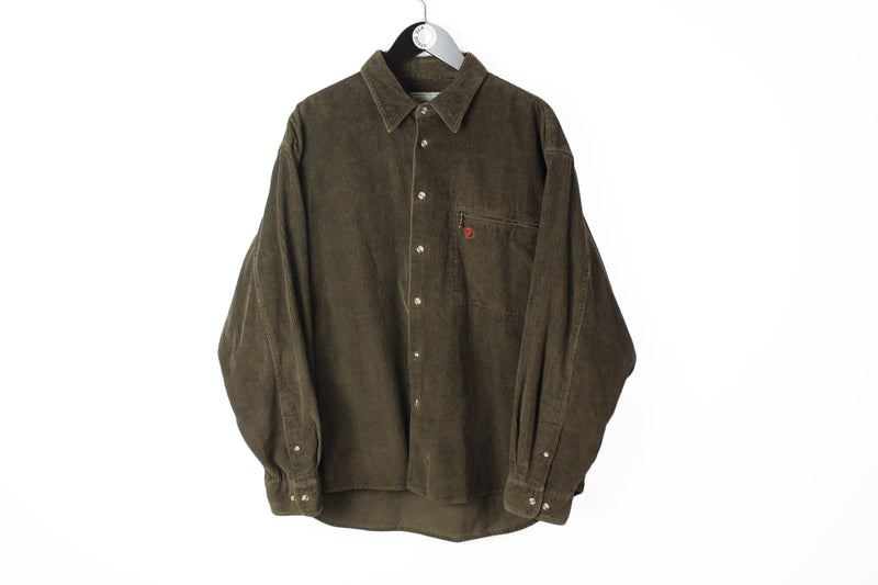Vintage Fjallraven Corduroy Shirt XXLarge brown 90s outdoor retro style shirt
