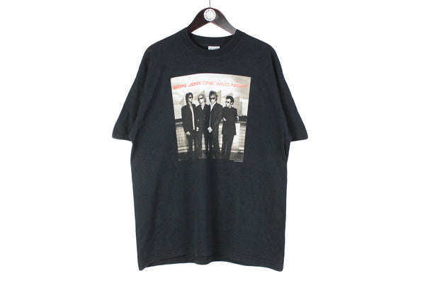 Vintage Bon Jovi 2001 One Wild Night T-Shirt XLarge  size men's oversize black tee big logo music rare 90's style merch short sleeve shirt basic