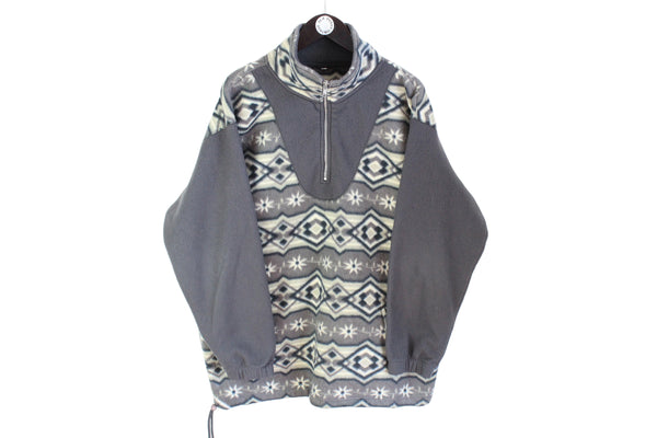 Vintage Fleece 1/4 Zip Large / XLarge gray 90's sweater ski style