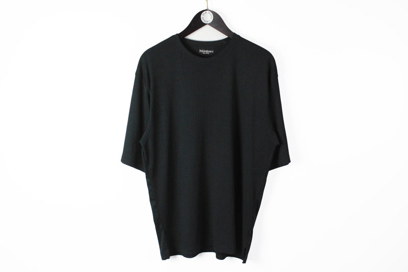 Vintage Yves Saint Laurent Bootleg T-Shirt Large / XLarge black oversize 90s half sleeve tee retro style 