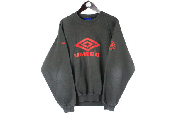 Vintage Umbro Sweatshirt Medium gray big logo crewneck 90s sport style jumper UK streetwear
