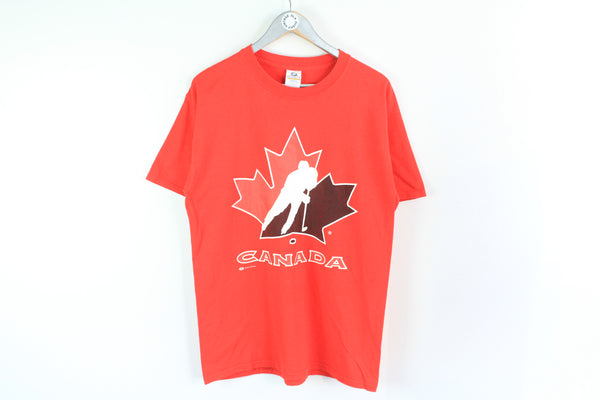 Vintage Canada Hockey Team T-Shirt Large / XLarge red big logo 90s NHL