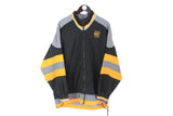 Vintage Nike Track Jacket Large / XLarge black big logo yellow 90's crewneck sport style windbreaker 