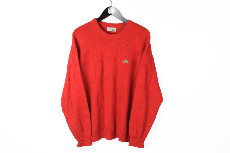 Vintage Lacoste Sweater Large / XLarge red crewneck 90s made in France pullover jumper