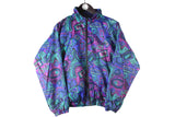 Vintage Reebok Track Jacket Women's Medium abstract pattern purple 90s retro sport windbreaker authentic UK classic brand