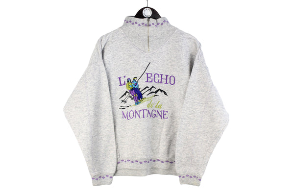 Vintage Ski Sweatshirt Small size men's multicolor embroidery logo sport jumper authentic athletic cotton wear 90's 80's streetwear long sleeve 1/4 zip snowboard extreme mountain