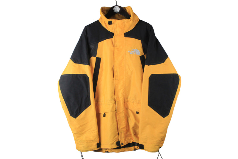 Vintage The North Face Jacket XLarge yellow black classic 90s 00s retro outdoor full zip windbreaker sport style mountains jacket