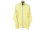 Vintage Lacoste Fleece Track Jacket Large size men's soft cardigan full zip yellow 90's style retro sport sweatshirt authentic athletic streetstyle hip hop outfit