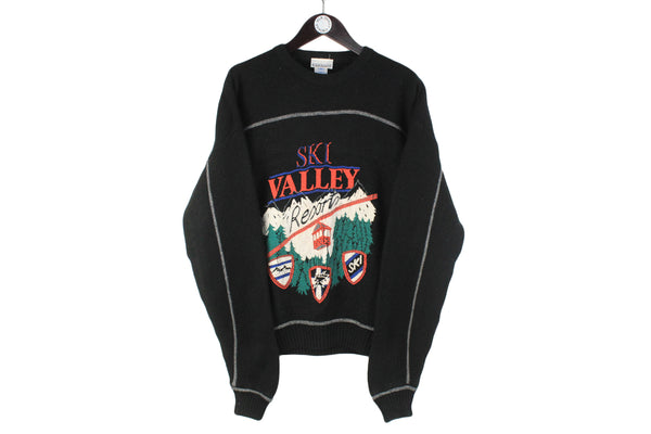 Vintage Ski Sweater Large size men's oversize multicolor purple big logo hipster knitwear rare retro 90's 80's style winter knit pullover long sleeve sweat snowboard mountain extreme