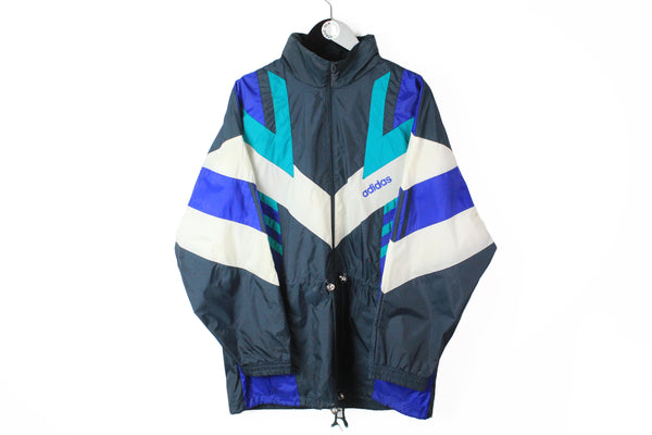 Vintage Adidas Jacket Large blue windbreaker 90s sport style full zip