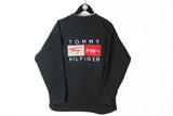 Vintage Tommy Hilfiger Sweatshirt Small black big logo 90s crewneck