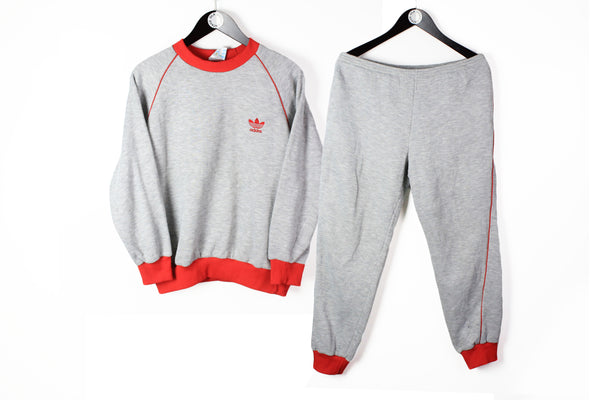 Vintage Adidas Tracksuit (Sweatshirt + Pants) Women's Medium / Large gray 90s sport style suit