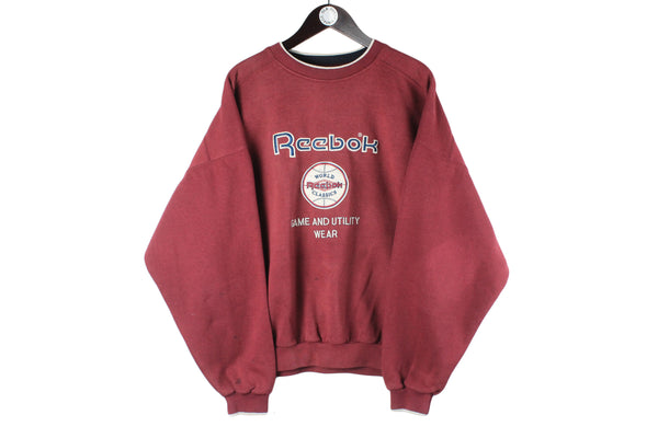 Vintage Reebok Sweatshirt XLarge / XXLarge red big logo 90s retro crewneck baseball MLB red sport style world classic
