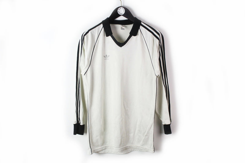 Vintage Adidas Long Sleeve Jersey T-Shirt Medium white black 13 Germany national team football tee 