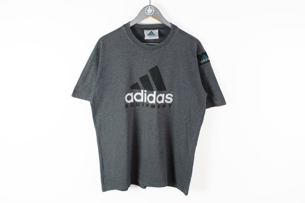 Vintage Adidas Equipment T-Shirt Medium / Large gray big logo 90s tee