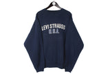 Vintage Levi's Sweatshirt XLarge / XXLarge size men's oversize pullover big logo USA style retro rare sport jumper navy blue big logo sweat 90's 80's streetstyle