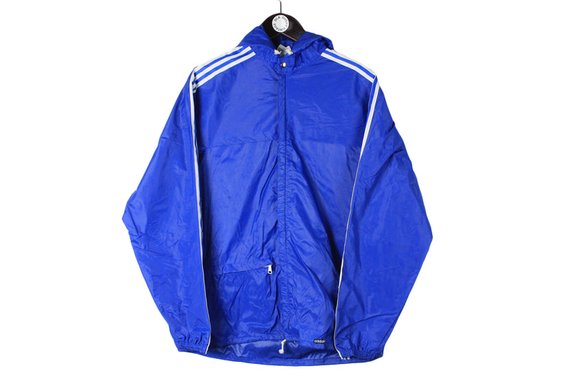 Vintage Adidas Tracksuit Medium size men's classic 80's style sport wear track jacket and pants basic blue windbreaker hooded full zip 90's retro rare authentic athletic