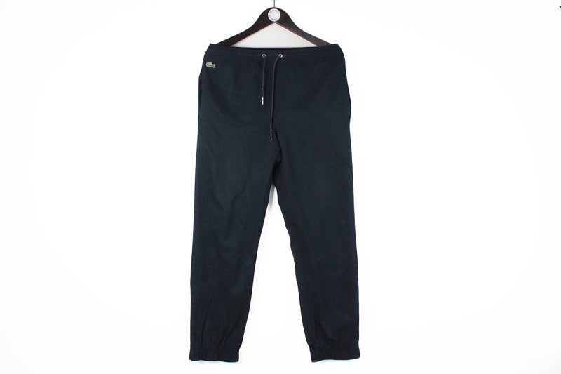 Vintage Lacoste Track Pants Small black 90s retro sport trousers