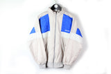 Vintage Adidas Track Jacket Medium gray blue 90s sport style authentic windbreaker