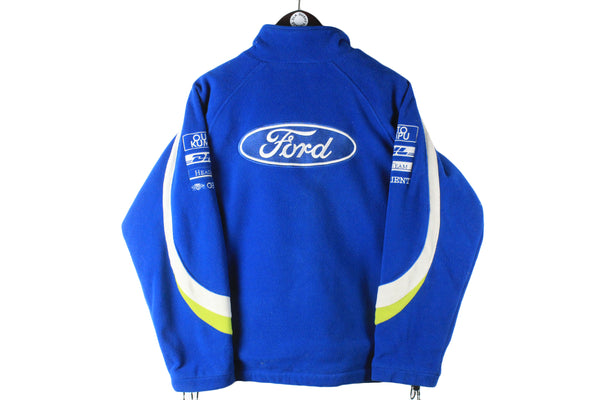 Vintage Marcus Gronholm Ford Rally Fleece Women's Large racing world rally championship WRC big logo sweater