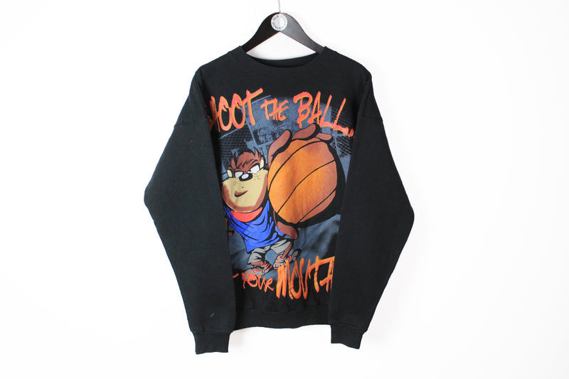 Vintage Taz Basketball Sweatshirt XLarge black big logo 90s crewneck shoot the ball
