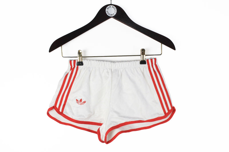 Vintage Adidas Shorts Women’s Small white red 80s made in France retro style polyester athletic shorts