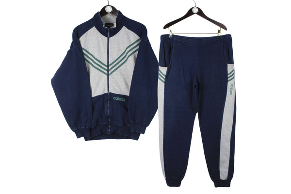 Vintage Adidas Tracksuit Medium size men's full zip track jacket and pants cotton sport wear 90's 80's retro authentic athletic training clothing 