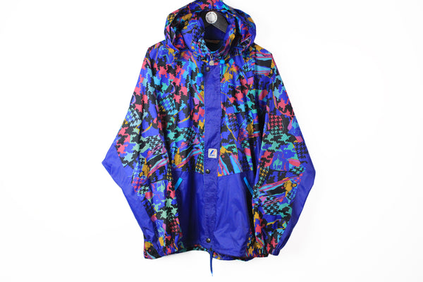 Vintage K-Way Jacket Large multicolor 90s raincoat windbreaker abstract pattern