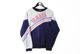 Vintage Yamaha Sweatshirt Medium blue white big logo 90s motor sport racing 80s jumper