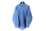 Vintage Levis Denim Shirt Large blue jean 90's button up USA 