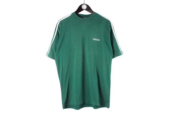 Vintage Adidas T-Shirt Large green small logo 90s retro oversized shirt