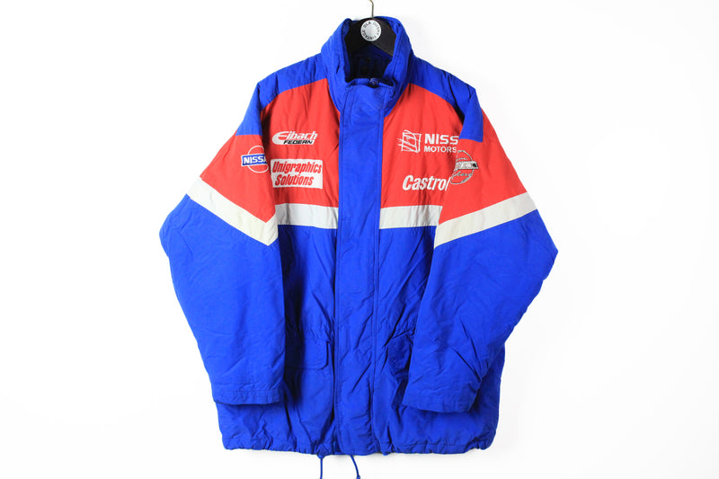 Vintage Nissan Jacket Medium red blue 90s sport style big logo rare racing sport jacket Japan style