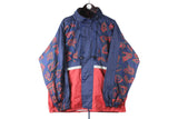 Vintage Marcel Clair Jacket Medium blue red 90s retro raincoat windbreaker sport style