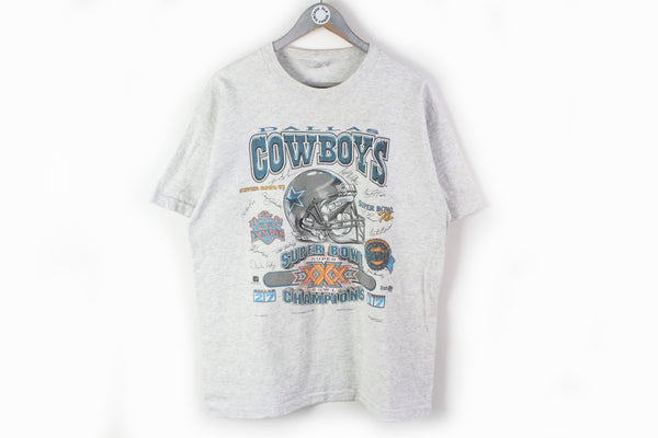 Vintage Dallas Cowboys 1996 Super Bowl Champions T-Shirt XLarge gray big logo NFL American football tee