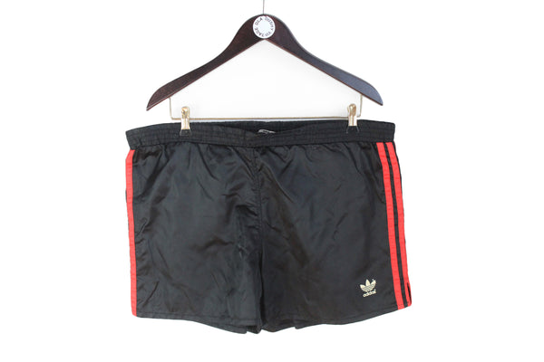 Vintage Adidas Shorts XLarge black red 90's polyester summer sport shorts