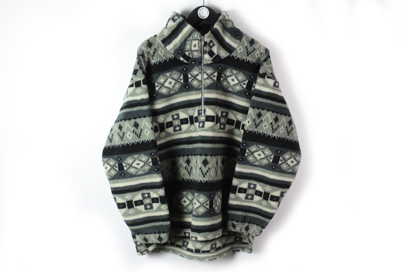 Vintage Fleece Half Zip Large winter 90s sport style ski sweater