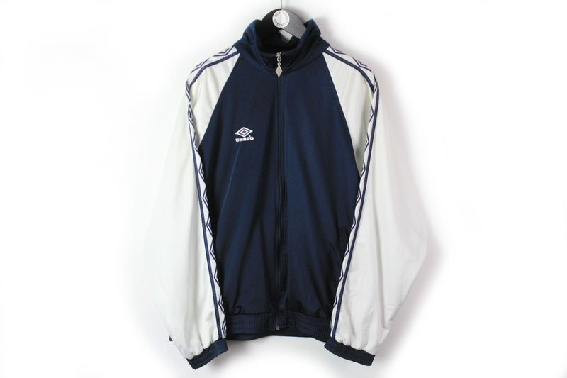 Vintage Umbro Track Jacket XLarge blue gray big logo 90s sport UK style windbreaker