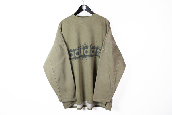 Vintage Adidas Sweatshirt XLarge / XXLarge big logo green 90s sport style authentic oversize crewneck pullover