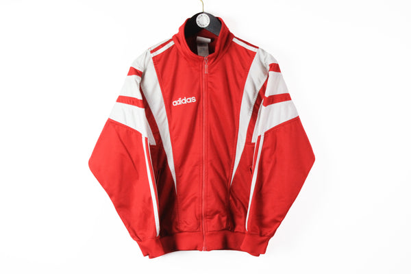 Vintage Adidas Track Jacket Small red white 90s sport full zip retro style windbreaker