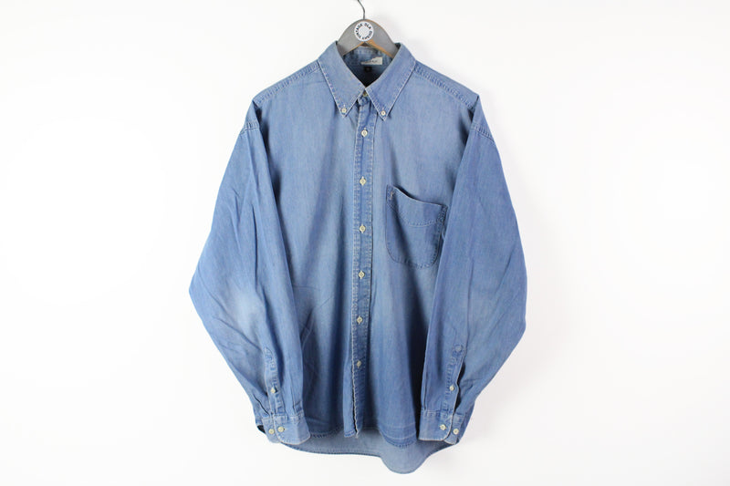 Vintage Yves Saint Laurent Jean Shirt Large blue 90s YSL classic shirt