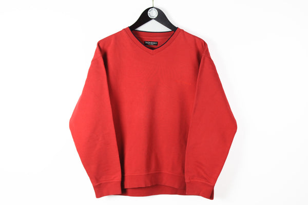 Vintage Yves Saint Laurent Sweatshirt Medium red 90s sport style v-neck jumper