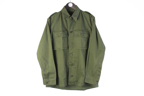 Vintage Belgian Army Military Shirt Medium green jacket