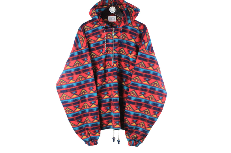 Vintage Look Fleece Hoodie 1/4 Zip XXLarge oversize 90s ski sport snowboard style retro sweater
