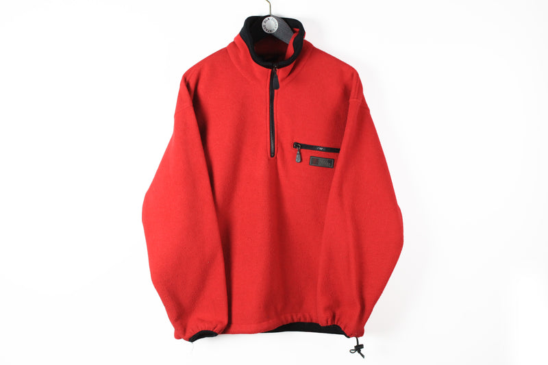 Vintage Fjallraven Fleece Half Zip Medium red 90s sport style ski outdoor sweater