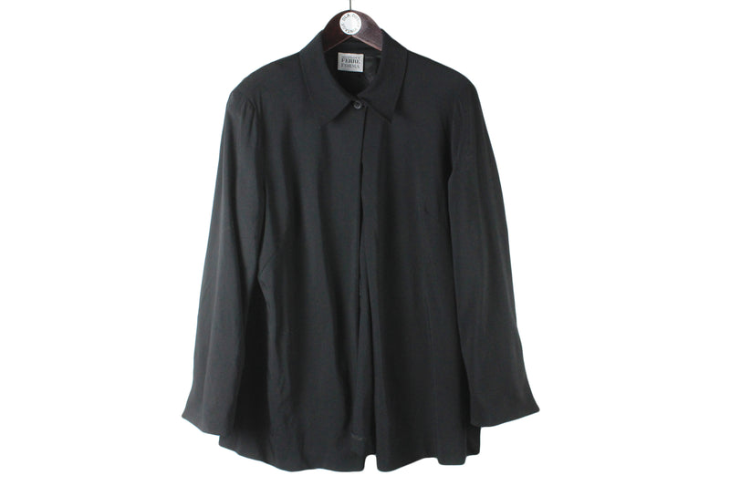 Vintage Gianfranco Ferre Blouse Women's 42 black luxury shirt authentic cape blazer 90s retro Italy jacket