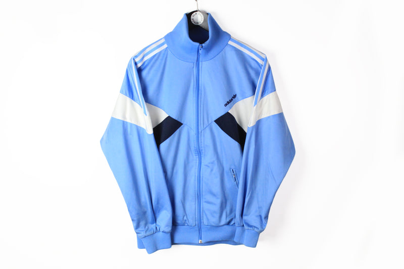 Vintage Adidas Track Jacket Medium blue 80s made in Singapore sport style windbreaker